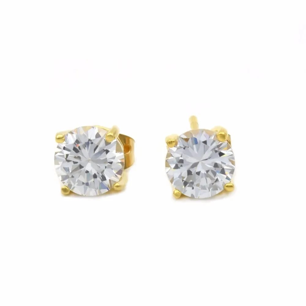 Men Gold Cubic Zircon Stud Earring